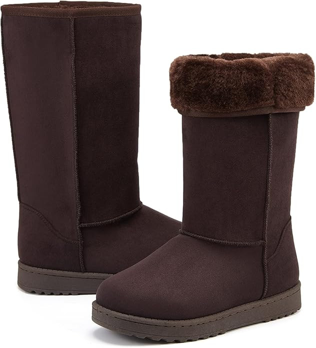ZGR Women's Winter Snow Boots Mid-Calf Fur Lined Warm Shoes Outdoor Fashion Fuzzy Tall Boots | Amazon (US)