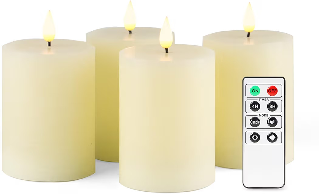 Fanna Flameless LED Pillar Candles with Timer for Wreath, Battery Operated Rustic Wax Candles wit... | Amazon (US)