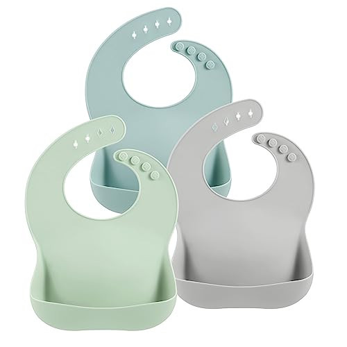 PandaEar Silicone Baby Bibs - 3 Pack Unisex | Waterproof Toddler Bibs with Large Food Catcher | Amazon (US)