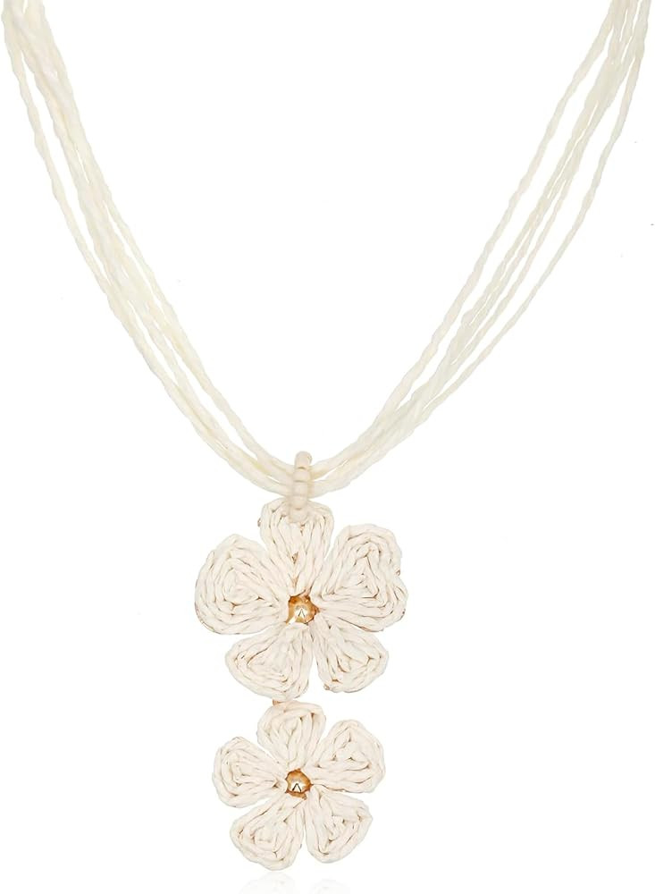 Raffia Flower Earrings, Raffia Straw Wrapped Flower Drop Dangle Earrings Summer Tropical Beach Je... | Amazon (US)