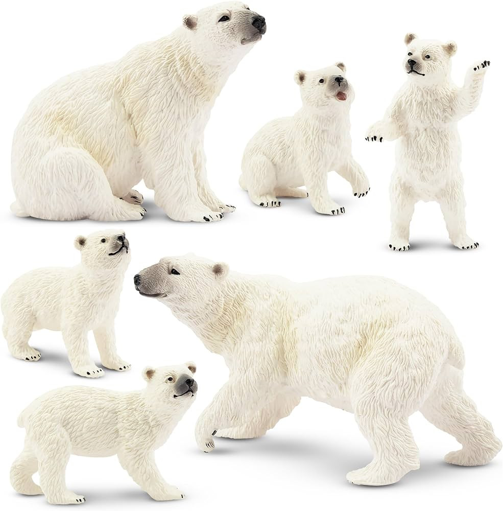 Toymany 6PCS Polar Bear Figurines Toy with Polar Bear Cub, 2-4" Realistic Plastic Arctic Animals ... | Amazon (US)