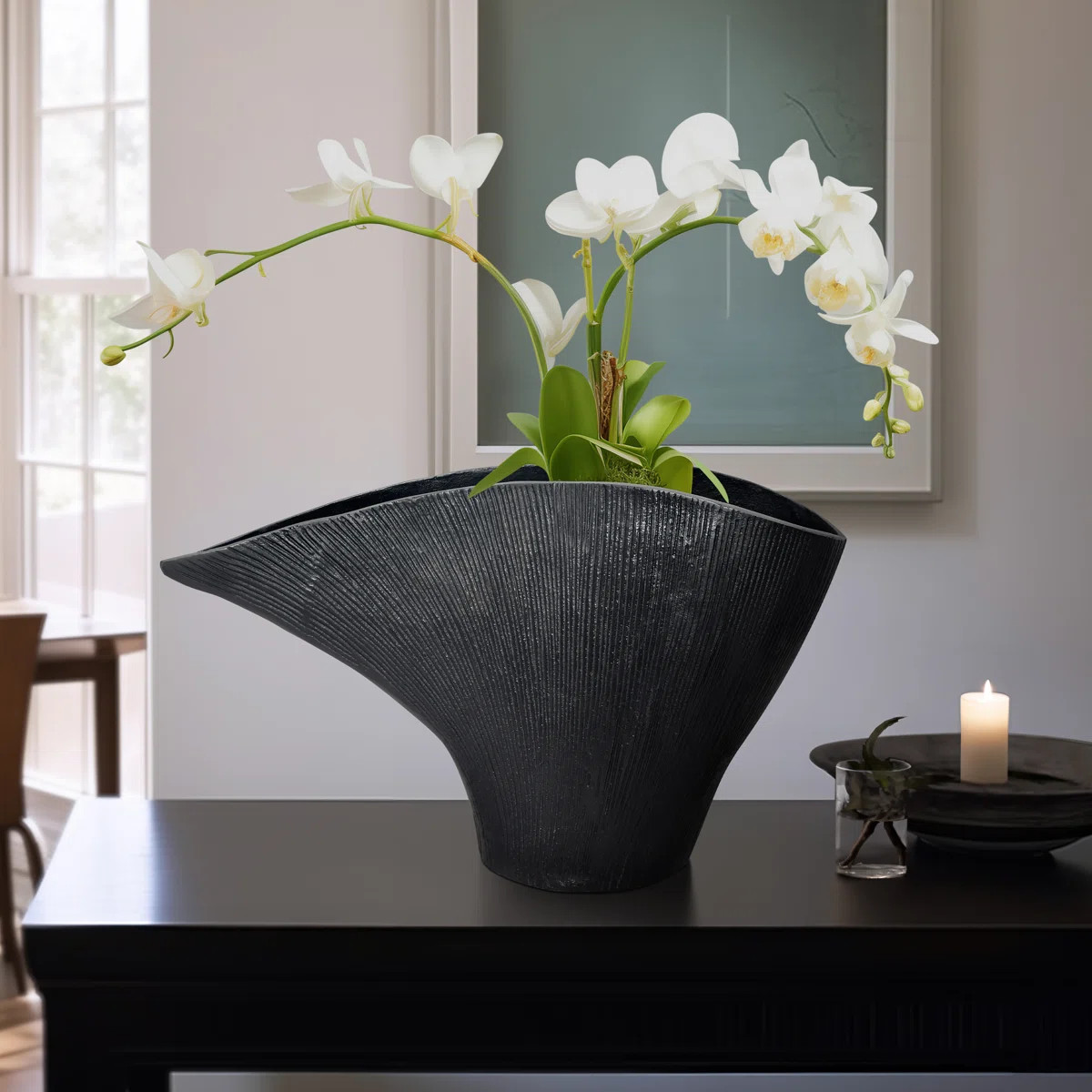 Modern Metal Table Vase for Home Decor - Decorative Flower Vase Accent for Tabletops, Consoles, a... | Wayfair North America