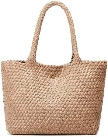 Woven Tote Bag Womens Purse: Vegan Leather Shoulder Handbags - Fashion Summer Beach Tote Bags - L... | Amazon (CA)