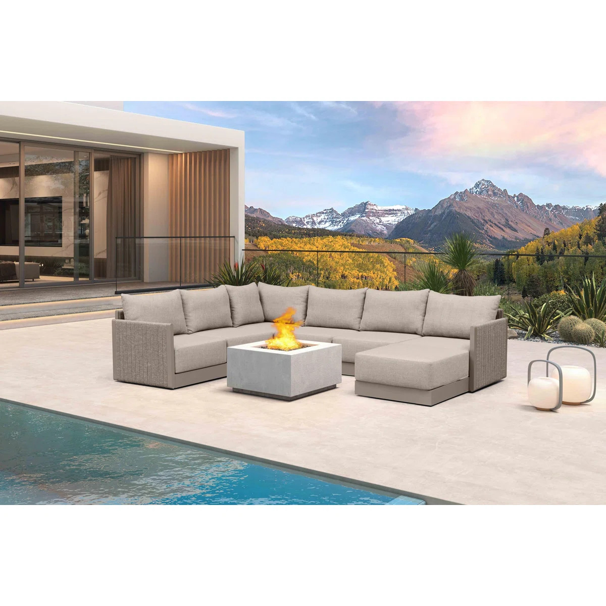 7 Pieces Patio Conversation Sets with Ottoman, All Weather L-shaped Outdoor Couch Sectional Set w... | Wayfair North America