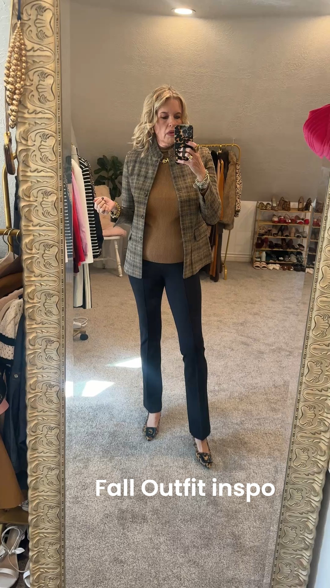 Fall outfit inspiration of the day🍁🍂

Shades of fall🤎🍂🍁

Spanx black Ponte knit pull on straight leg fit true to size I am in med

🚨Save 15% off with my code : Deardarcyxspanx 

This beautiful Lysse’ plaid blazer with a touch of sparkle and in shades of fall 🍂🍁and a touch of black🖤

Amazon find knit mock neck top
Fits tts med $14

Leopard kitten heal with black buckle (old) linked similar 

Earrings a designer inspiration but an Amazon find $7-12

Necklace and bracelet Julie voz



#LTKWorkwear #LTKStyleTip #LTKSaleAlert