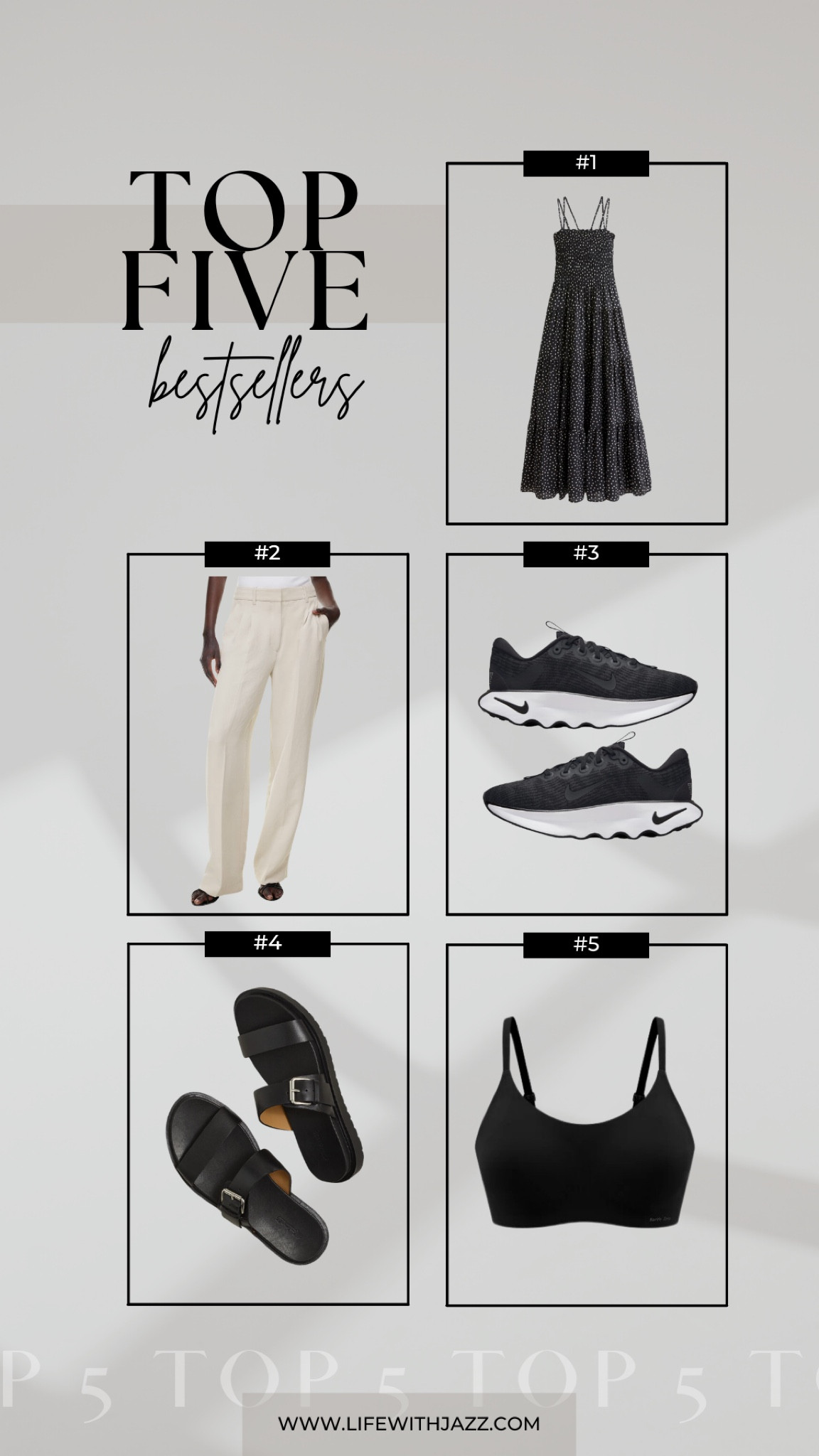 This week’s top 5 bestsellers: 

1. Abercrombie smocked bodice maxi dress - love this dress & a great bump-friendly option, currently on sale for $66
2. Aritzia effortless pant - comes in tons of colors, available in 4 lengths
3. Nike motiva sneakers - new sneakers at Nordstrom, comfortable, cushioned footbed, removable insole
4. Madewell double-strap slide sandals - great chunky sandals for narrow feet, comfortable, black is sold out but available in brown + currently on sale for 30% off!! 
5. Neiwai barely zero spaghetti strap bra - my favorite everyday bra, one size fits most, perfect for pre/during/and post pregnancy (nursing including), use code: JAZZ15 for 15% off for first-time customers (active until 9/30/24) 

#LTKSaleAlert #LTKSeasonal