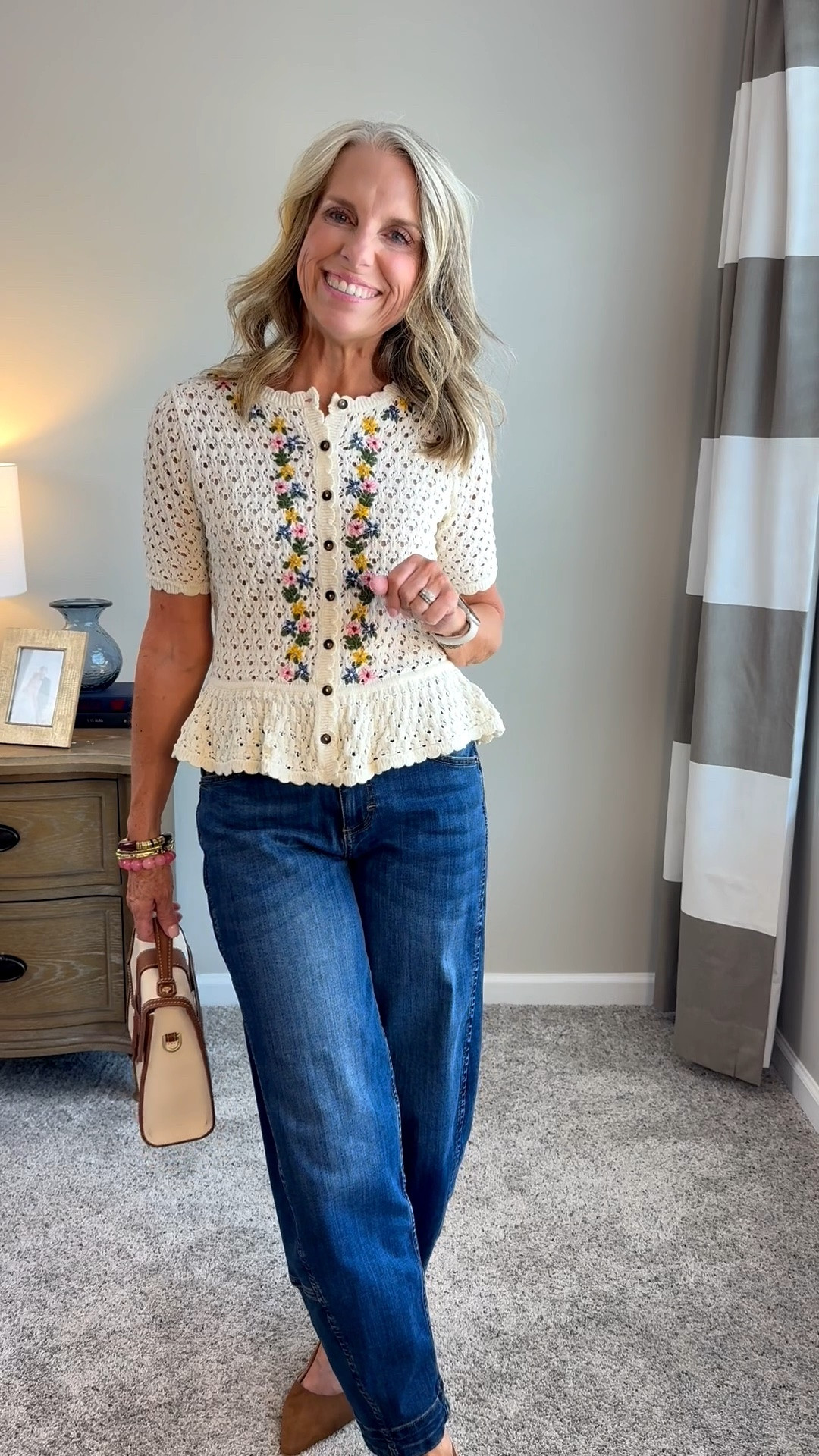 Ah-dorable! Cutest every or any day look, teacher look, back to school look. Pair the sweater with a denim skirt, or olive pants for a super fun look. Dress up for workwear. Wearing XS sweater/4 jeans. One of my absolute favorite pairs of jeans.

#LTKOver40 #LTKdayinmylife #LTKootd