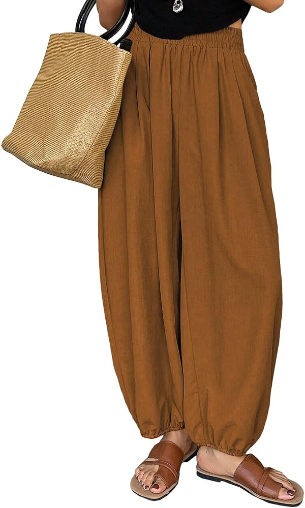 Astylish Women's Casual Elastic High Waisted Boho Harem Pants | Amazon (US)