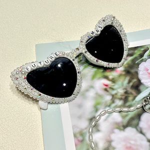 Customized Bride Heart Rhinestone Sunglasses, Pearl Sunglasses Bride, Bride to Be Sunglasses, Rhi... | Etsy (US)