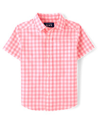 Baby And Toddler Boys Dad And Me Gingham Poplin Button Up Shirt - pink | The Children's Place