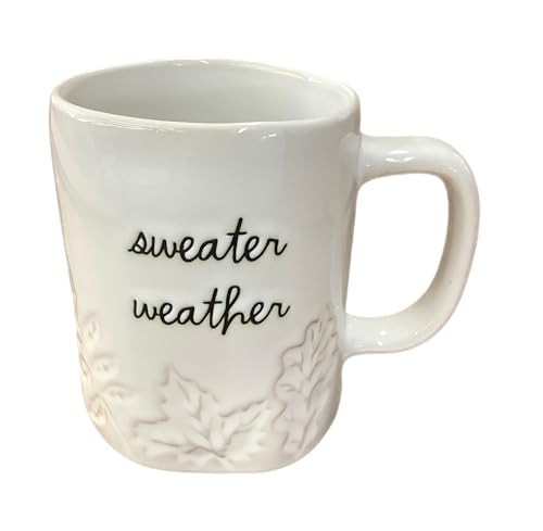 Rae Dunn Fall Coffee Mug Sweater Weather, Embossed Autumn Leaves | Amazon (US)