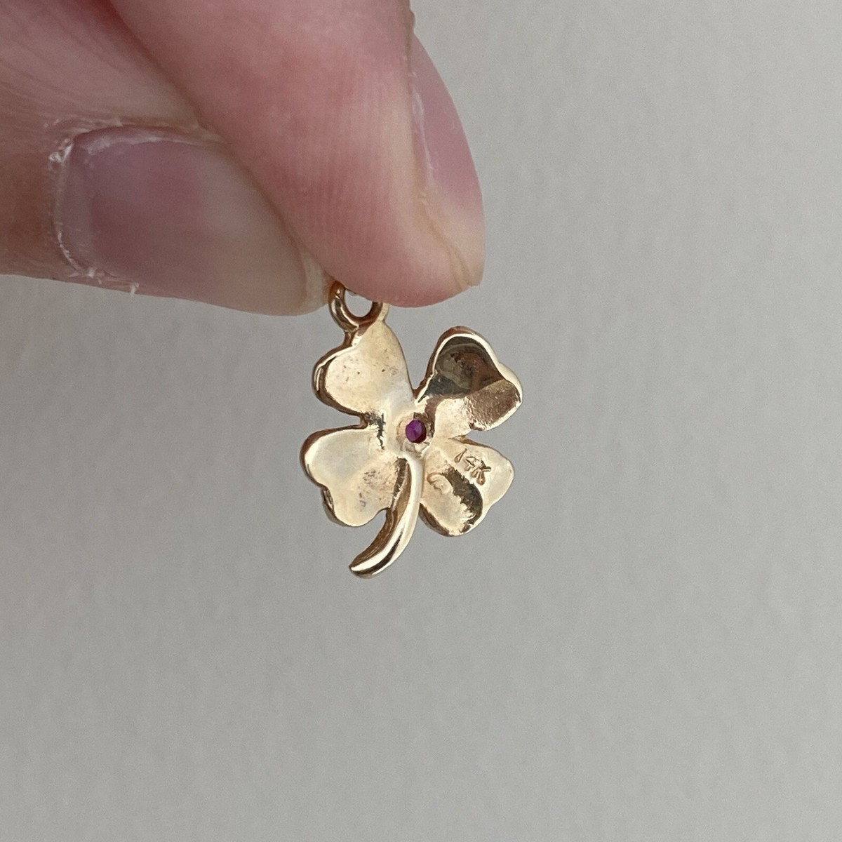 Vintage Four Leaf Clover 14k Solid Gold Charm Pendant | eBay US
