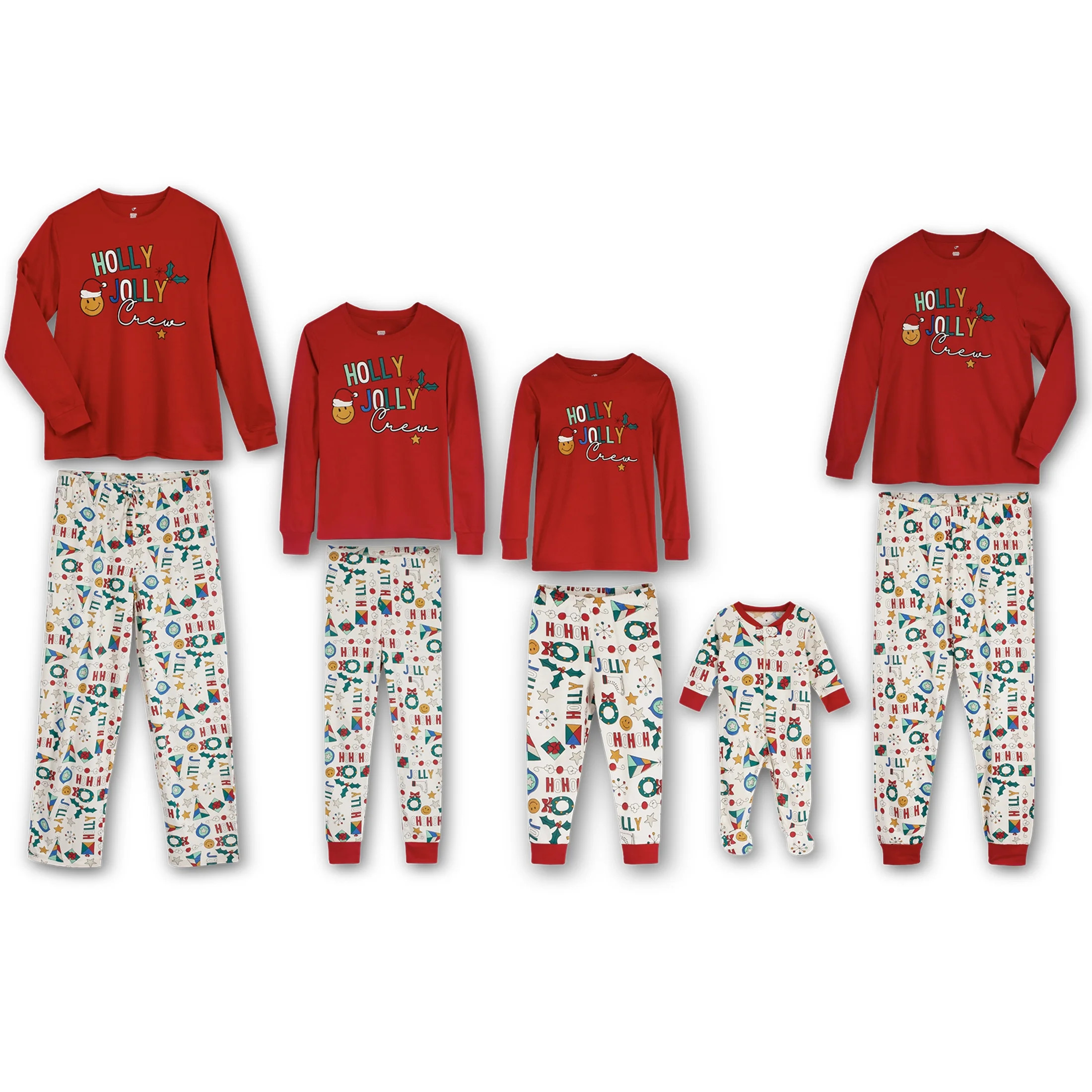 Little Star Organic Jolly Crew Holiday Matching Family Pajama Set, 2-Piece Kids | Walmart (US)