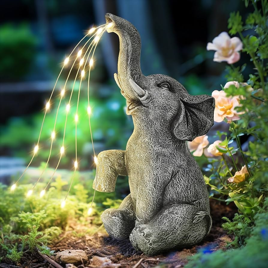 GIGALUMI Solar Garden Decor Watering Elephant Statues Outdoor, Birthday Gifts for Women Mom Grand... | Amazon (US)