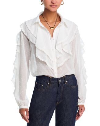 Shadow Stripe Long Sleeve Ruffle Top - Exclusive | Bloomingdale's (US)