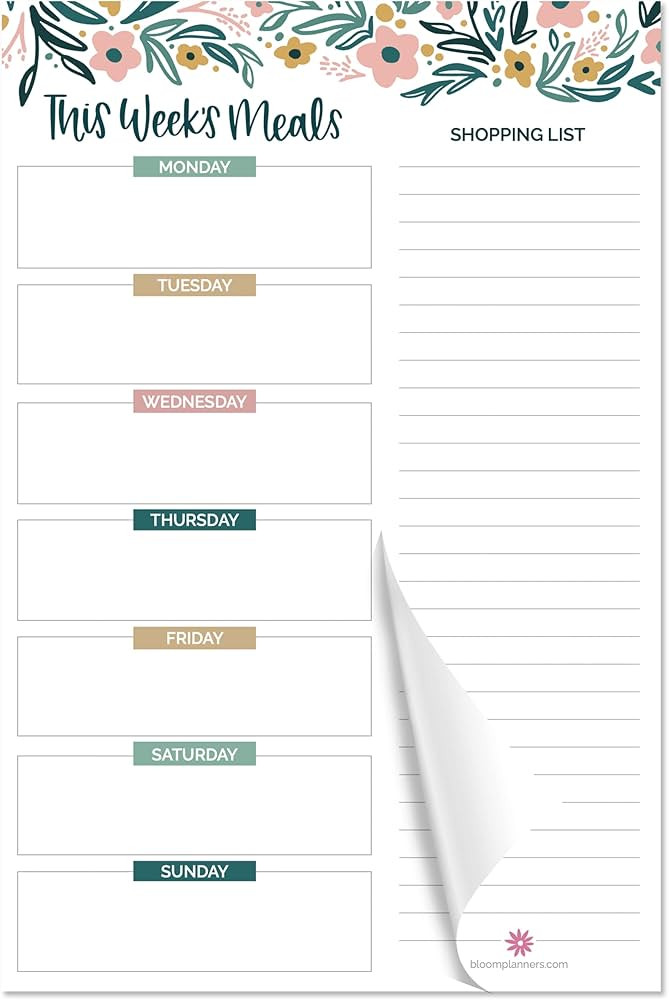 bloom daily planners Weekly Meal Planning Pad - Magnetic Hanging Refrigerator Menu Planner with T... | Amazon (US)