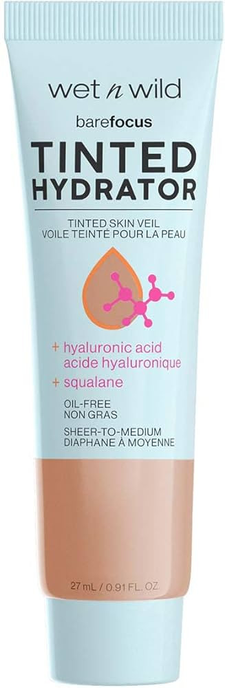 wet n wild Bare Focus Tinted Hydrator Matte Finish, Medium Tan, Oil-Free, Moisturizing Makeup | H... | Amazon (US)