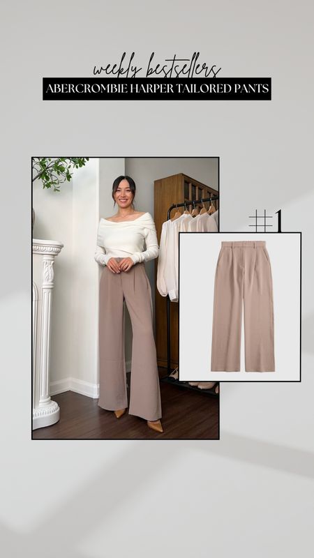 #1 bestseller - Abercrombie Harper crepe tailored pants 

• my normal size is 25 reg 
• compared to the regular Sloane tailored pants, these Harper ones wrinkle a lot less + have a wider leg opening 

#LTKSaleAlert #LTKWorkwear