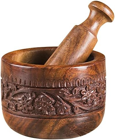 Mother's Day Gifts Handmade Natural Wooden Mortar & Pestle Mixing Grinder Set for Garlic Press, C... | Amazon (US)
