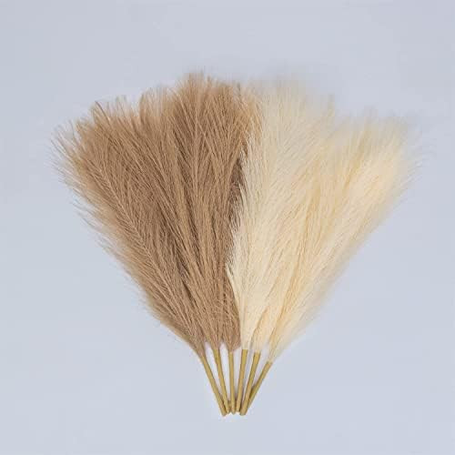 Faux Pampas Grass - 17.7" 6 Bunches (3 Beige and 3 Taupe Brown) Fluffy Artificial Dried Pampas Gr... | Amazon (US)