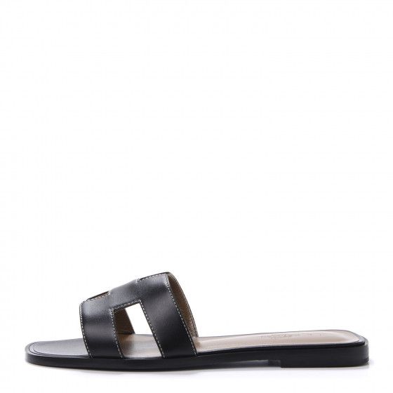 Box Calfskin Oran Sandals 39 Black | Fashionphile