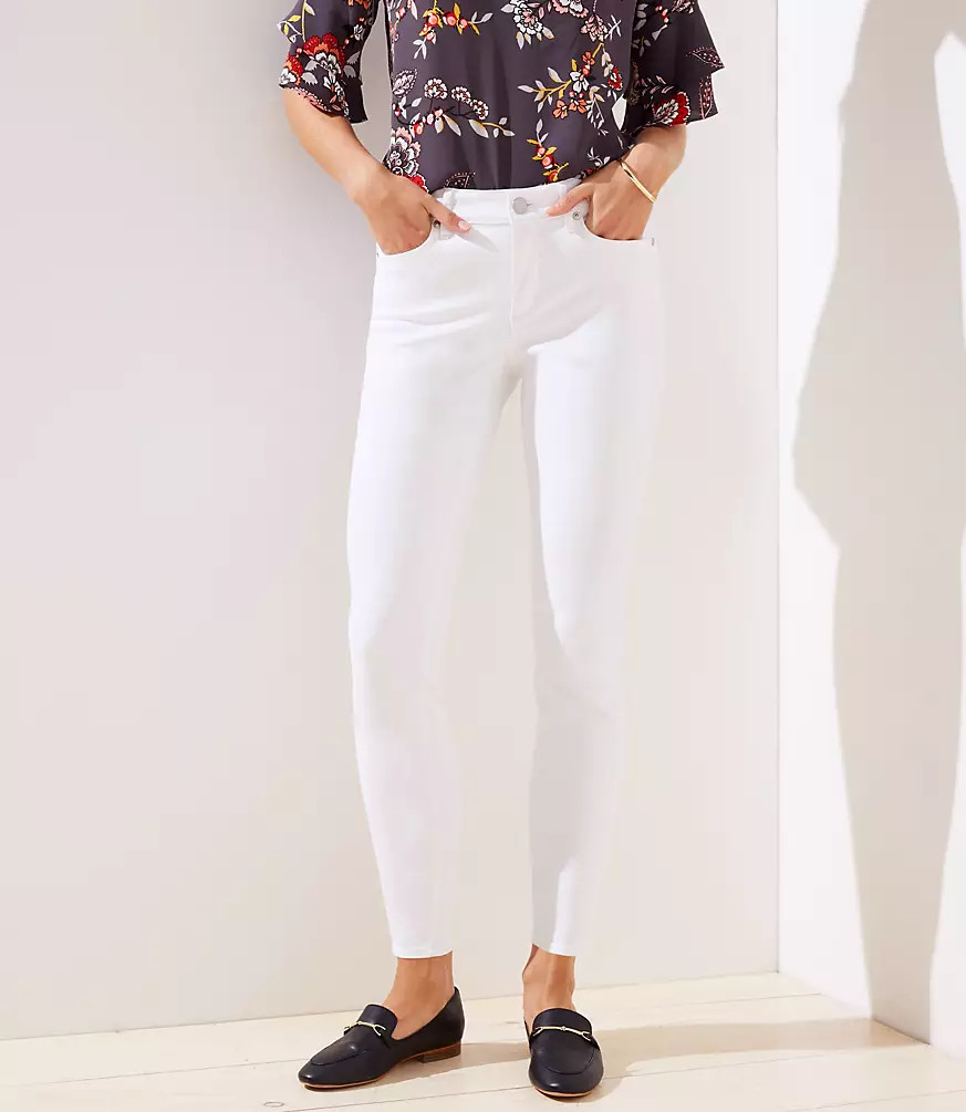 Curvy Slim Pocket Skinny Jeans in White | LOFT