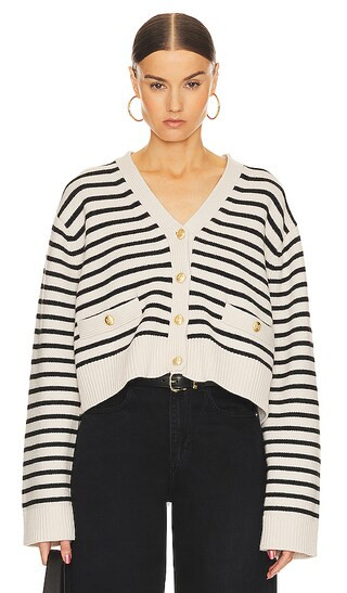 Dawes Cardigan in Ivory & Black | Revolve Clothing (Global)