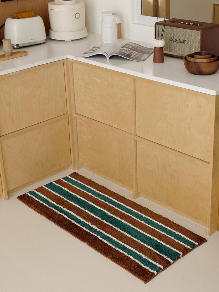 WENSHUO Vintage Striped Colorblock Rug (Forest Green),Microfiber Absorbent Non-Slip Tufted Rug,TP... | Amazon (US)