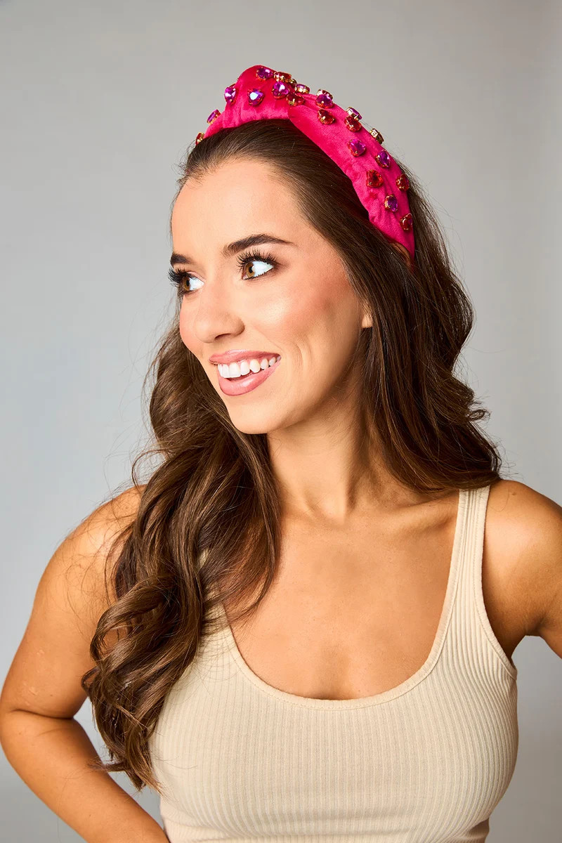 BuddyLove X Brianna Cannon | Eleanor Heart Crystal Headband | Hot Pink | BuddyLove