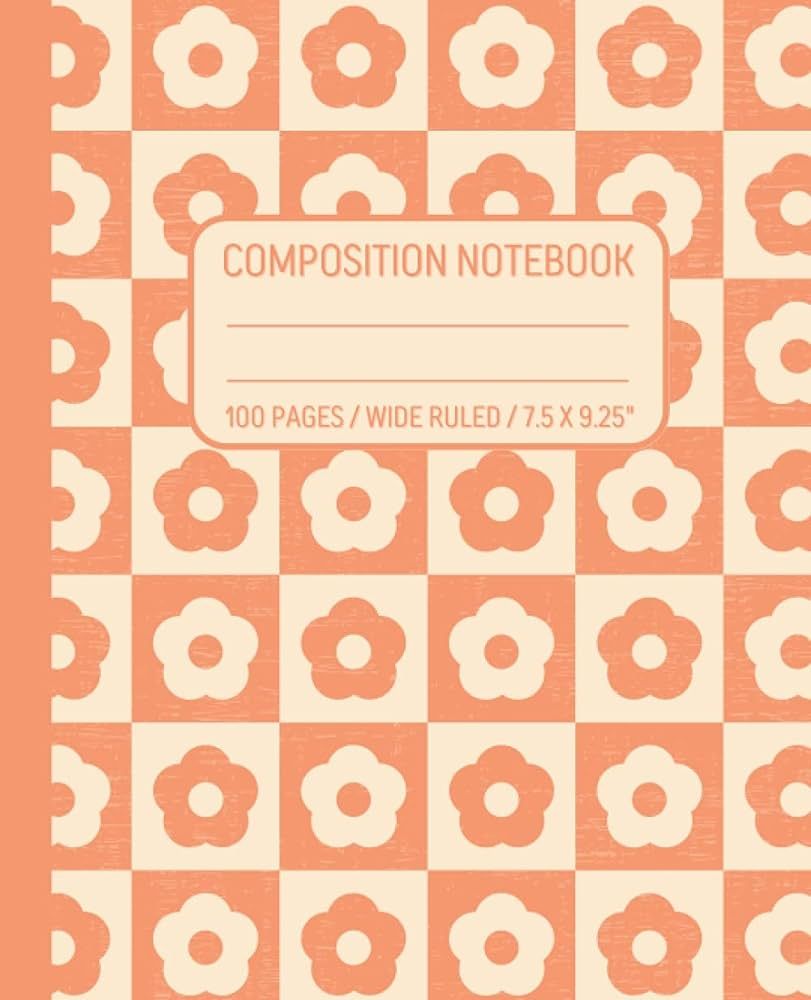 Composition Notebook Wide Ruled: Preppy Orange Checkered Floral Aesthetic Journal For Women and T... | Amazon (US)