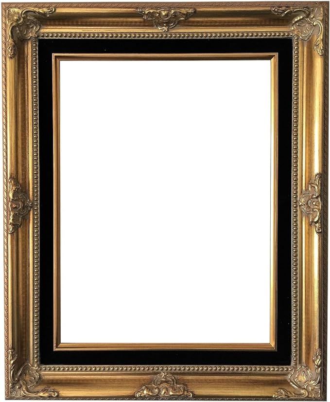 West Frames Estelle Antique Wood Baroque Picture Frame 3" Wide (Gold Black Velveteen Liner, 16" x... | Amazon (US)