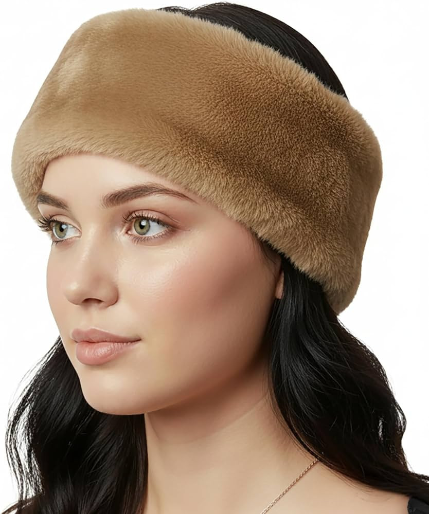 Funky Junque Faux Fur Ear Warmer Headband for Women, Luxuriously Soft, Elastic Back, One Size - C... | Amazon (US)