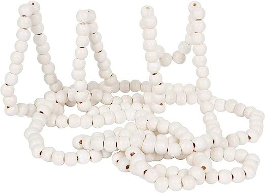 Vintage Style White Wood Bead Garland Christmas Tree Holiday Decoration, 9 Feet | Amazon (US)