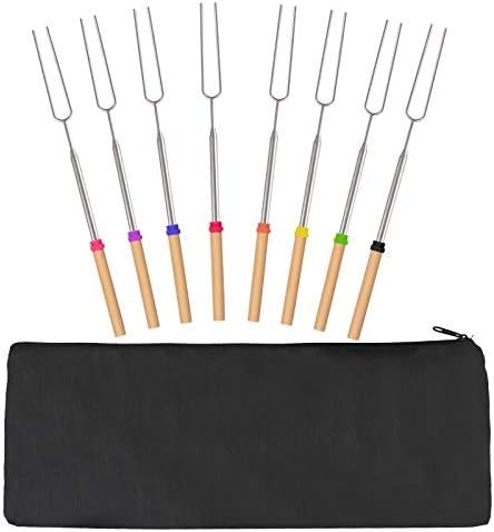 Youman Marshmallow Roasting Sticks, 8 Pcs 32 Inch Extendable Barbecue Grill Forks with Wooden Han... | Amazon (US)