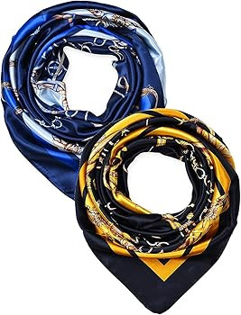 2 Pcs 35 Inches Silk Feeling Women's Square Scarf Hair Scarves by corciova | Amazon (US)