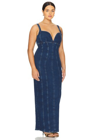 Good American Corset Long Dress in Indigo637 from Revolve.com | Revolve Clothing (Global)