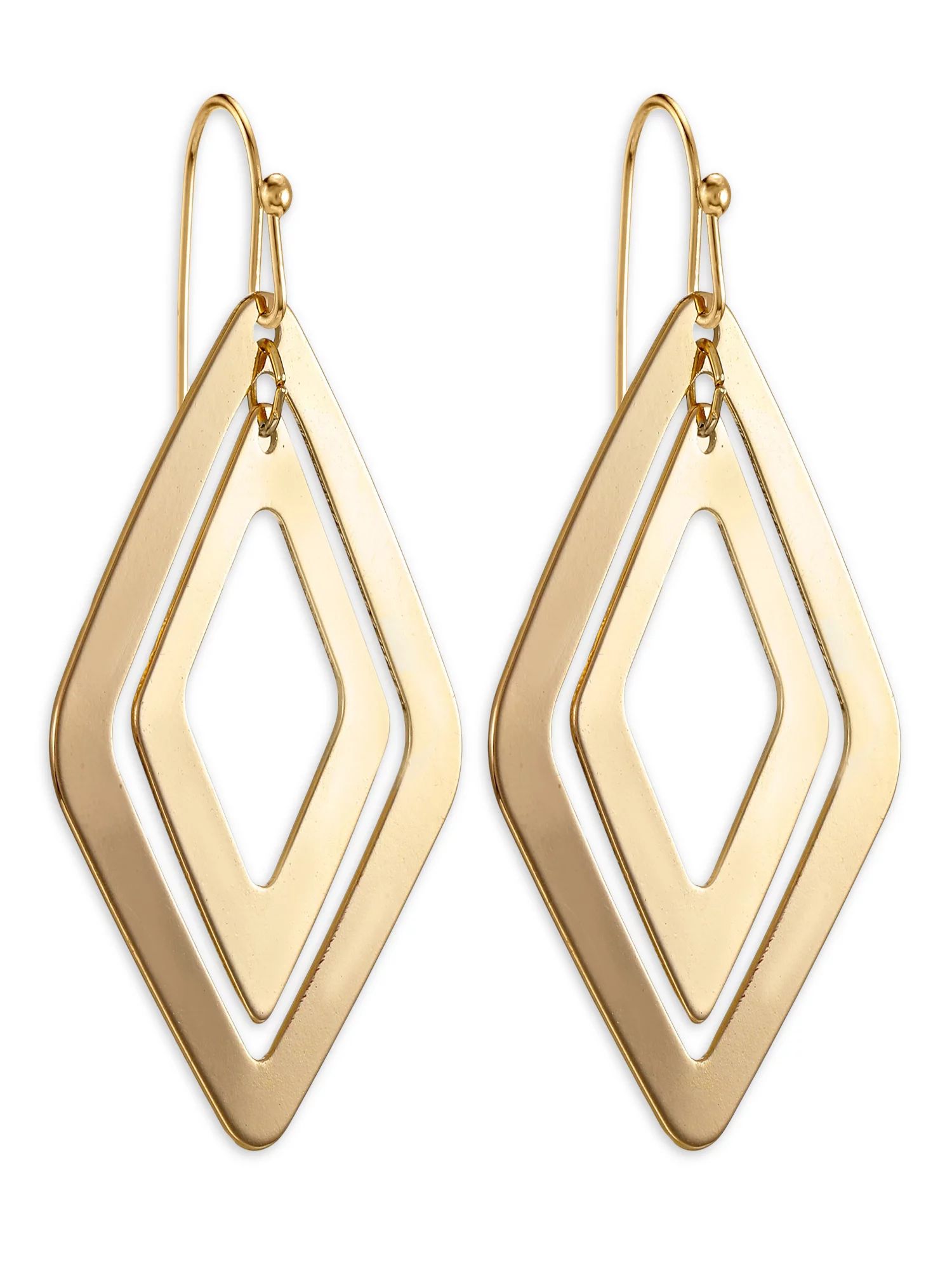 Women's Diamond Shaped Dangle Earring, Gold-tone, 1.75" | Walmart (US)