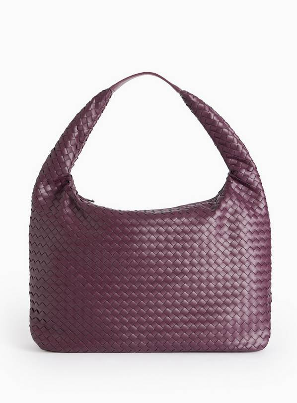 Burgundy Weave Detail Shoulder Bag  One Size | Tu Clothing