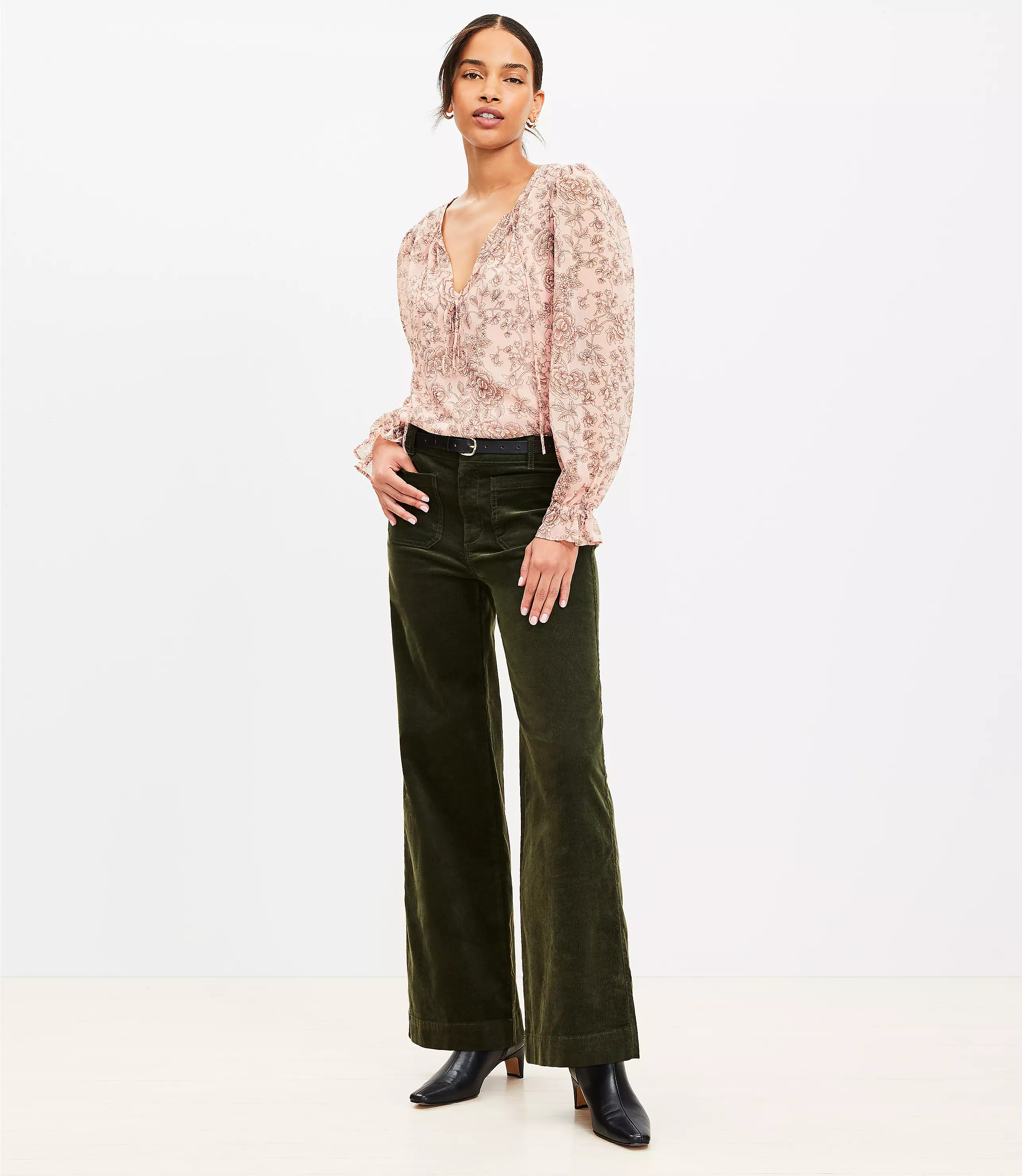 Tall Palmer Wide Leg Pants in Brushed Corduroy | LOFT
