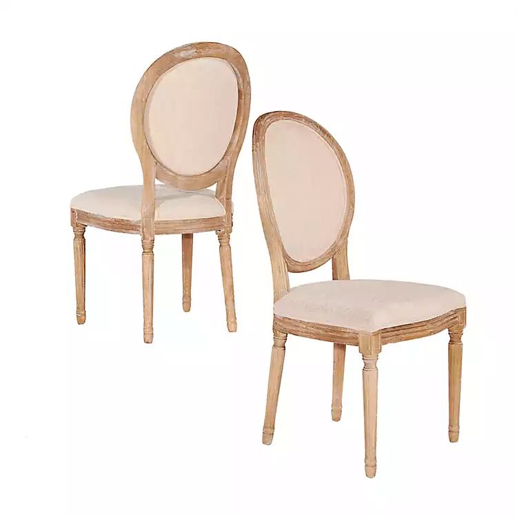 Natural Oval Back Linen Dining Chairs, Set of 2 | Kirkland's Home