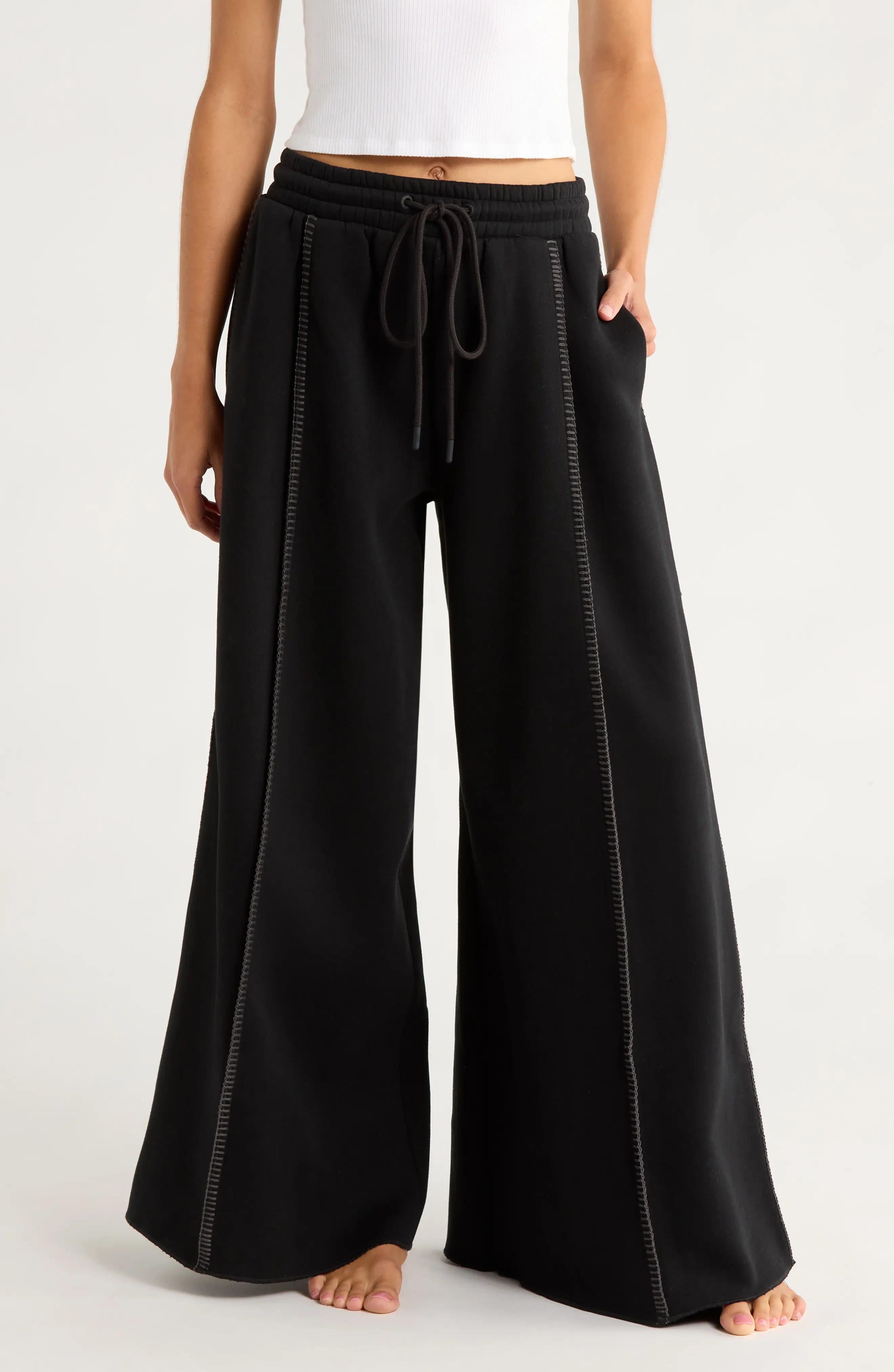 UGG(r) Classic Wide Leg Pajama Pants in Black at Nordstrom, Size X-Large | Nordstrom
