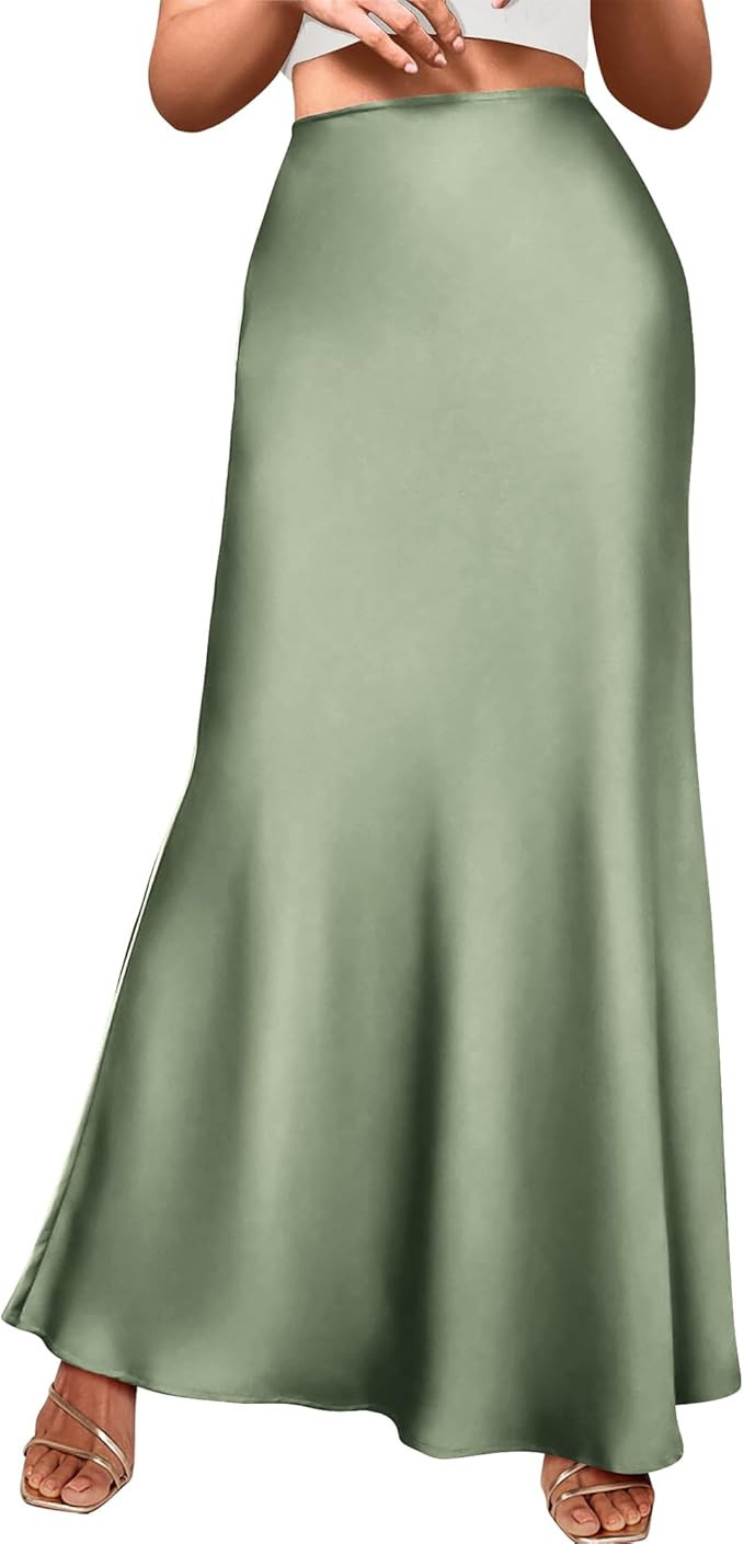 BTFBM Womens Summer Fall Skirt 2025 Silk Elegant High Waist Cocktail Party Wedding Mermaid Satin ... | Amazon (US)