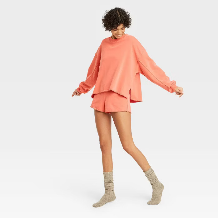 Women's French Terry Crewneck Lounge Sweatshirt - Colsie™ | Target