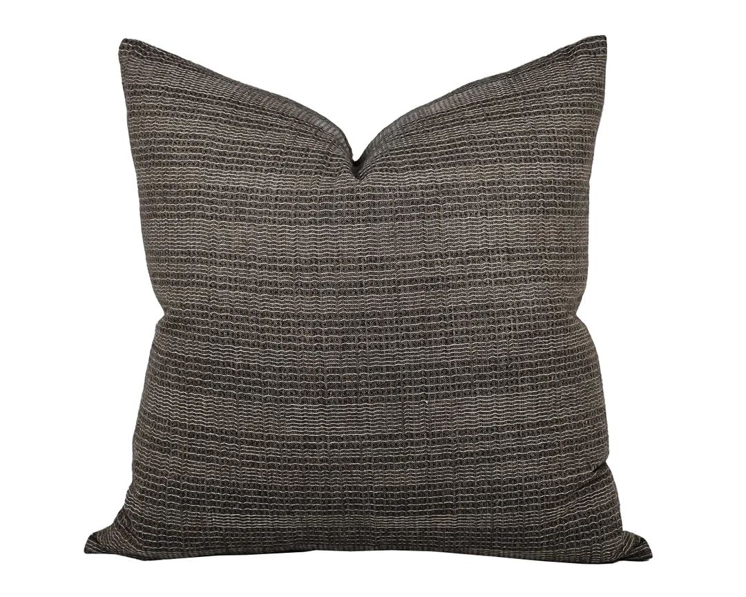 HURON Dark Brown Vintage Stripe Pillow Cover Hmong Pillow - Etsy | Etsy (US)
