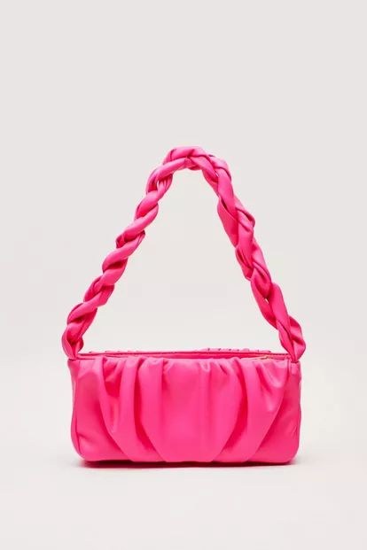 Faux Leather Ruched Braided Shoulder Bag | Nasty Gal (US)