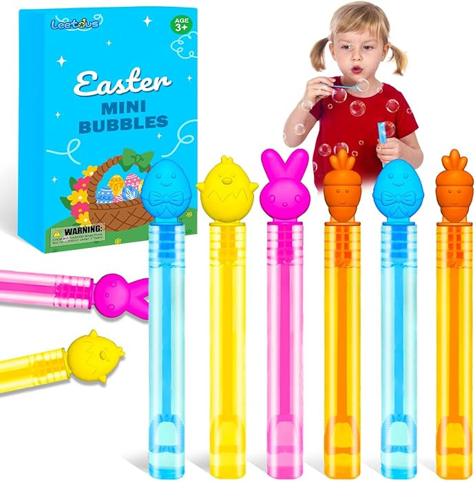 24 Pack Easter Mini Bubbles Wands Party Favors for Kids, Spring Toys Gifts Basket Stuffers for To... | Amazon (US)