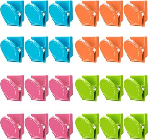 Magnetic Clips, 24 Pieces Magnetic Metal Clips, Fridge Magnet Refrigerator Whiteboard Wall Fridge... | Amazon (US)