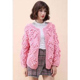 Knit Your Love Cardigan in Hot Pink | Chicwish