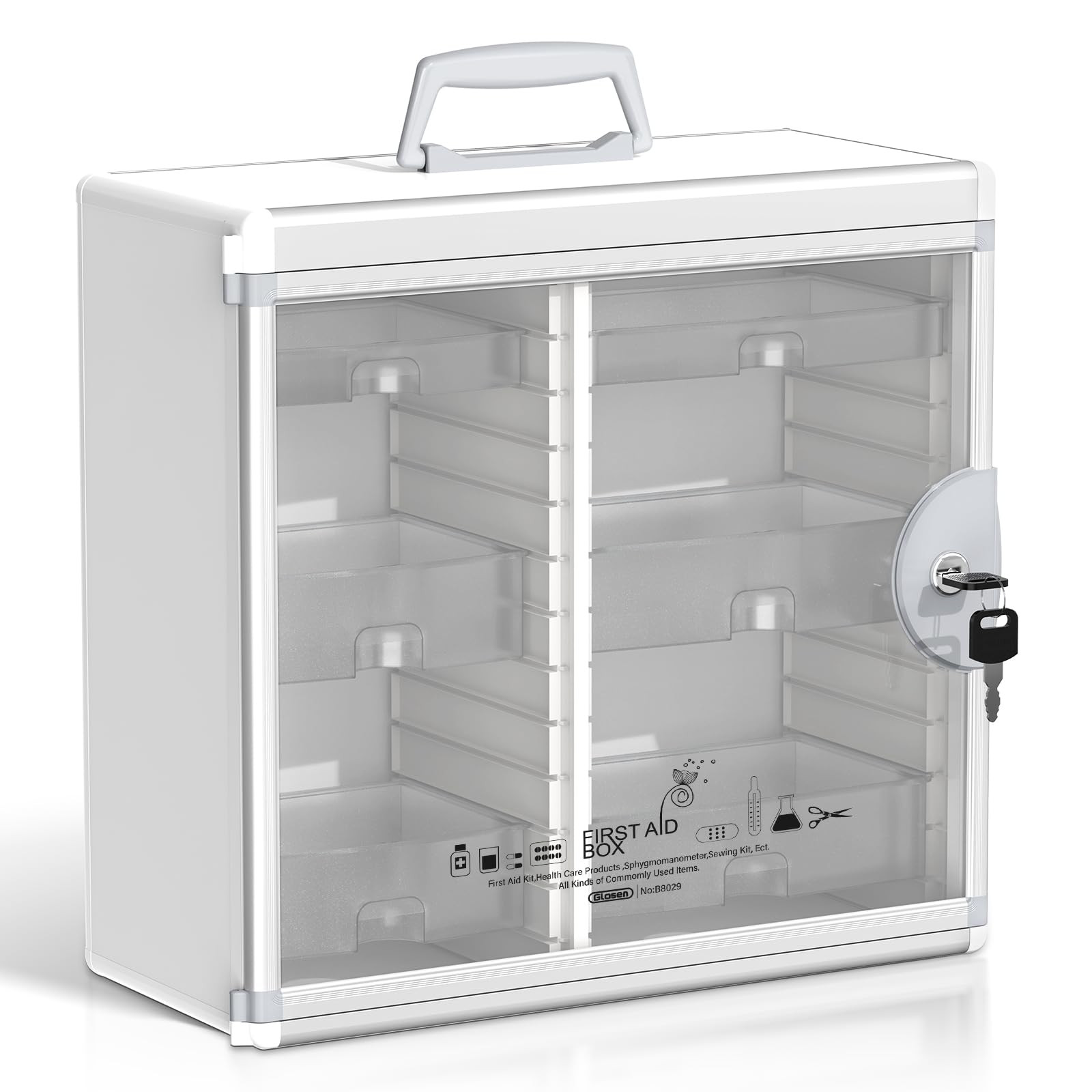 Glosen Medicine Cabinet with Key Wall Mounted Medication Lock Box 【 Silver 15x 6.7 x 13 Inch】... | Amazon (US)