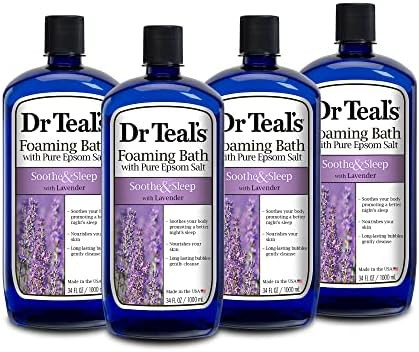 Dr Teal's Foaming Bath with Pure Epsom Salt, Soothe & Sleep with Lavender, 34 fl oz (Pack of 4) | Amazon (US)